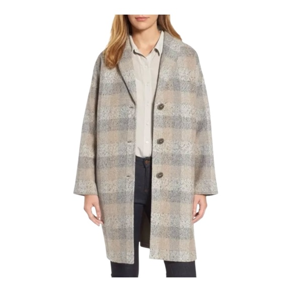 Eileen Fisher Plaid Alpaca Blend Coat - Picture 1 of 15